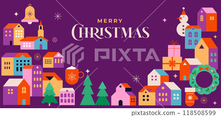 Merry Christmas and Happy New Year. Concept Christmas background with colorful geometrical style 118508599