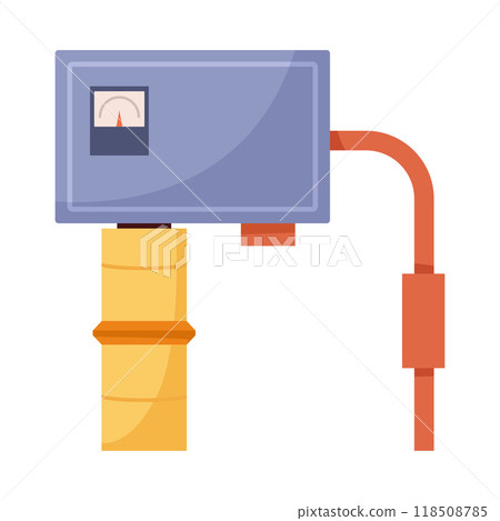 Pipeline Pressure Gauge at Oil Industry Plant Vector Illustration Pipeline Pressure Gauge at Oil Industry Plant Vector Illustration 118508785