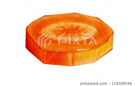 Round piece of carrot, sliced into a circle, rondelle 118509548
