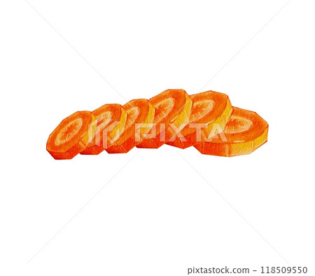 Round pieces of carrot, sliced into a circle, rondelle 118509550