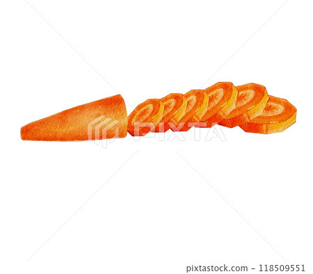 Round pieces of carrot, sliced into a circle, rondelle Round pieces of carrot, sliced into a circle, rondelle 118509551
