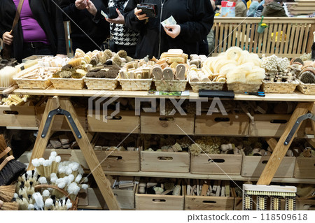 a large assortment of handmade natural bristle brushes 118509618