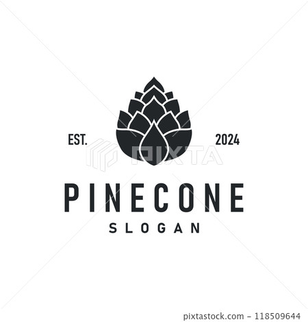 Pinecone Logo, Simple Minimalist Design Pine Tree Plant Template Vector Illustration 118509644