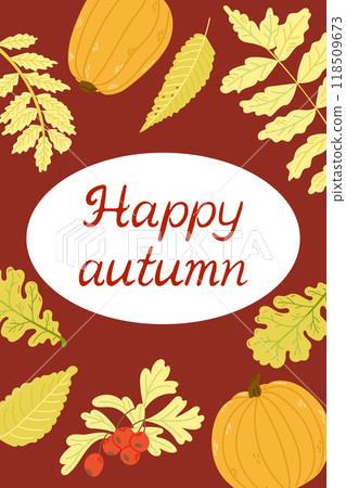 Happy autumn card with botanical background 118509673