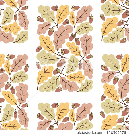 Tile pattern with autumn leaves in retro 60s style 118509676