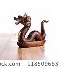 Wooden eastern style snake figure. Chinese zodiac concept for new year 2025 118509683