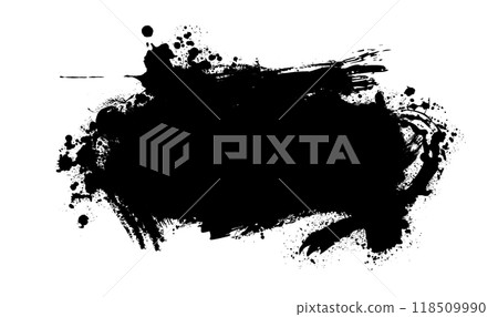 Splatter Paint Texture . Black Spray Blot of Ink. Place illustration Over any Object to Create Grungy Effect . hand drawn. Not AI, Vector 118509990
