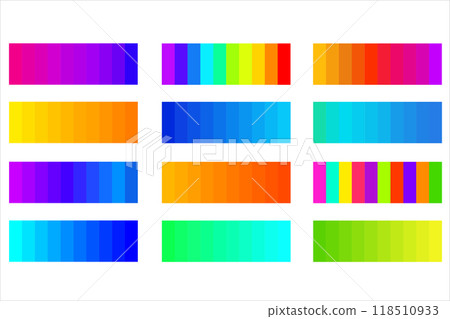 Bright Color Palettes 12x10, Packs, Discover 15 Sets of Vibrant Vector Color Palettes - 10 Unique Colors Each for Stylish Designs: Monochromatic, Vintage, Retro, New, Trending 118510933