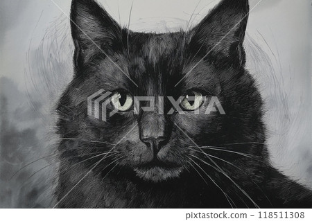 一隻黑貓的插圖 118511308