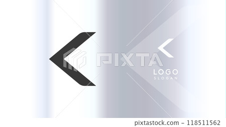 Bold futuristic logo monogram, sleek minimalistic letter K for innovative tech company, science bio lab, sport label, futuristic and cosmic inspired designs. Vector illustration. 118511562