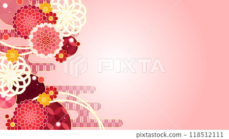 日式背景，華麗的粉紅色和可愛的大麗花 118512111