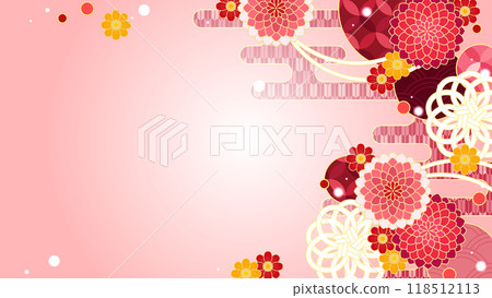日式背景，華麗的粉紅色和可愛的大麗花 118512113