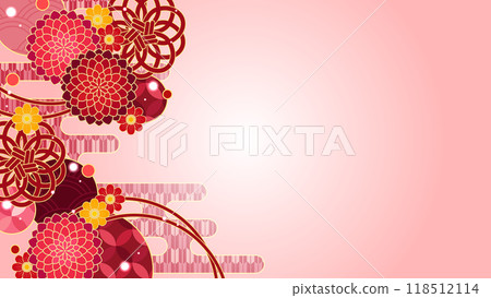 日式背景，華麗的粉紅色和可愛的大麗花 118512114