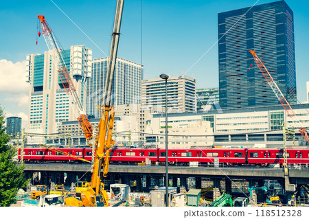 Tokyo Redevelopment Construction and cranes around Shinagawa Station 2024.09 a-3 Warm colors 118512328
