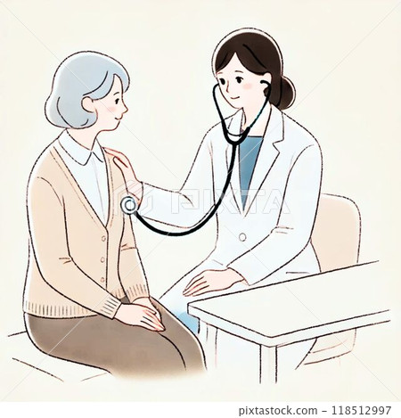 一位女士正在接受醫生的解釋 一位女士正在接受醫生的解釋 118512997