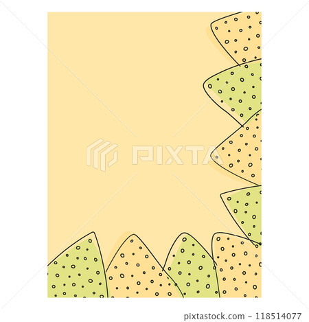 Spinach and corn Nachos rectangular frame border with copy space. Leaflet or poster design template Spinach and corn Nachos rectangular frame border with copy space. Leaflet or poster design template 118514077