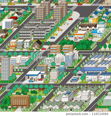 Cityscape 3D illustration. Vector illustration of buildings. 118514084