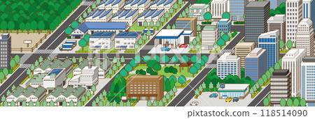 城市景觀的 3D 插圖。 118514090