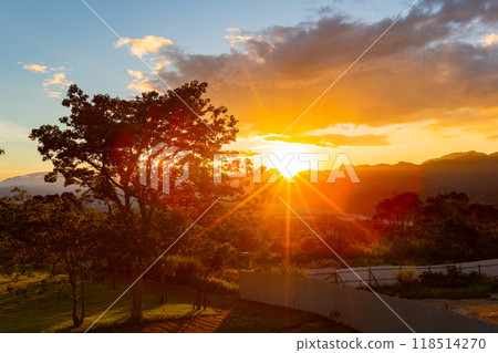 Sunrise landscape with a construction site at the Luye Highlands Sunrise landscape with a construction site at the Luye Highlands 118514270