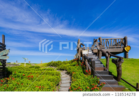 Sunny view of the beautiful observation deck of Taitung Seaside Park 118514278