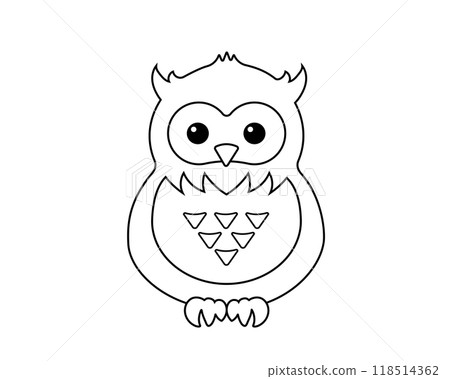 簡單貓頭鷹(耳鴞)的線條畫插圖 簡單貓頭鷹(耳鴞)的線條畫插圖 118514362