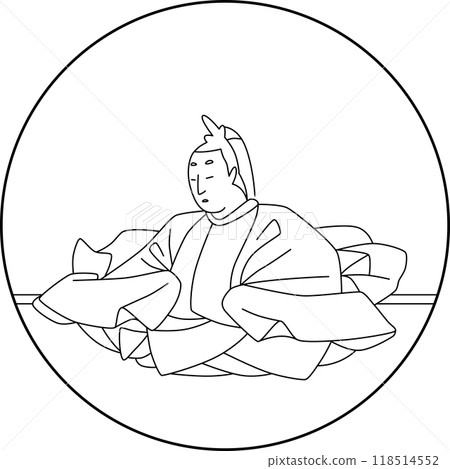 線描圓百人一州天智天皇 118514552