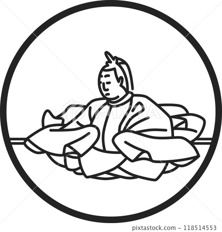 線描圓形簡單百人一州天智皇帝 118514553