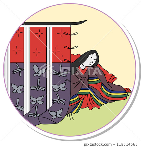 圓形百人一州地東皇帝貼紙 圓形百人一州地東皇帝貼紙 118514563