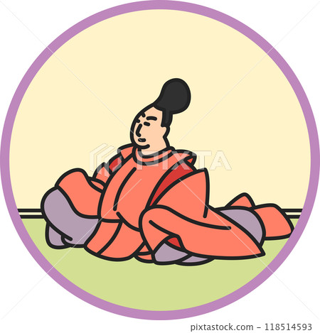 彩色圓形簡約百人一書阿部仲麻呂 118514593