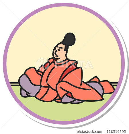 貼紙圓形簡單百人一州阿部中麻呂 118514595