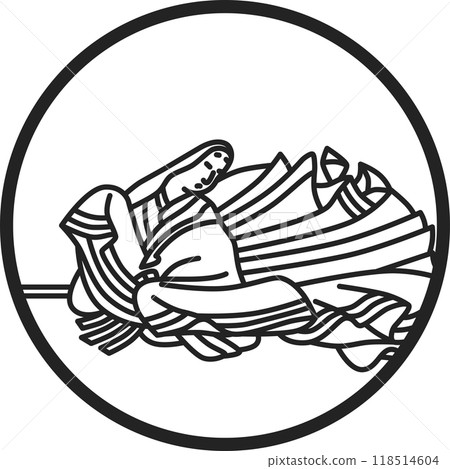 Line drawing circle simple Hyakunin Isshu Ono no Komachi 118514604