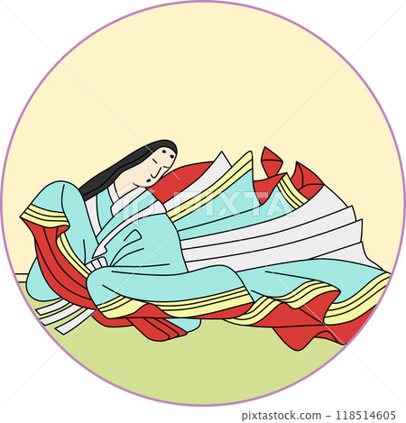 Color circular Hyakunin Isshu poems: Ono no Komachi Color circular Hyakunin Isshu poems: Ono no Komachi 118514605