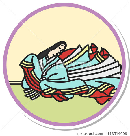 Simple circular sticker "Hyakunin Isshu" Ono no Komachi Simple circular sticker "Hyakunin Isshu" Ono no Komachi 118514608