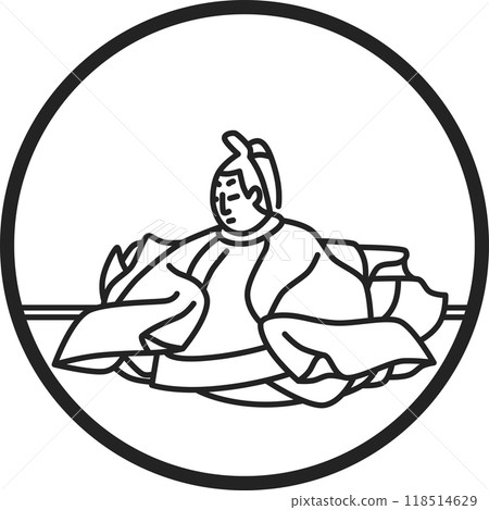Line drawing circular simple Hyakunin Isshu Yozei-in 118514629