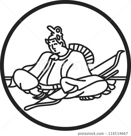 Line drawing circle simple Hyakunin Isshu Ariwara no Narihira Ason Line drawing circle simple Hyakunin Isshu Ariwara no Narihira Ason 118514667