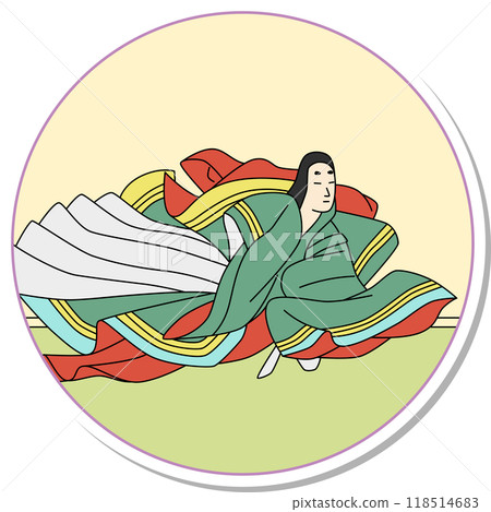 Circular Hyakunin Isshu sticker, Ise 118514683