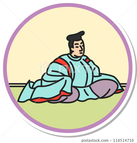 貼紙圓形簡單百人一州大江千里 貼紙圓形簡單百人一州大江千里 118514710