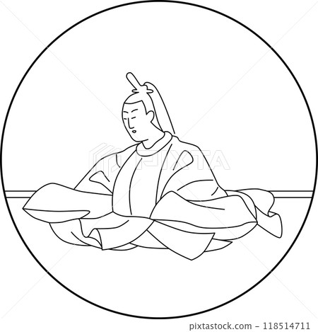 Line drawing of Hyakunin Isshu by Sugaya Line drawing of Hyakunin Isshu by Sugaya 118514711
