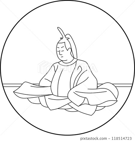 Line drawing of Hyakunin Isshu by Lord Sadanobu 118514723