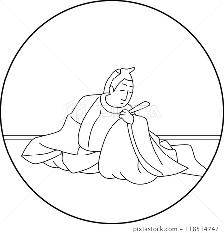 Line drawing of Hyakunin Isshu by Munehisa Ogawa Line drawing of Hyakunin Isshu by Munehisa Ogawa 118514742