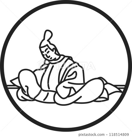 Line drawing circular simple Hyakunin Isshu Fujiwara Kofu Line drawing circular simple Hyakunin Isshu Fujiwara Kofu 118514809