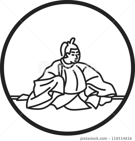 Line drawing circular simple Hyakunin Isshu Ki no Tsurayuki 118514816