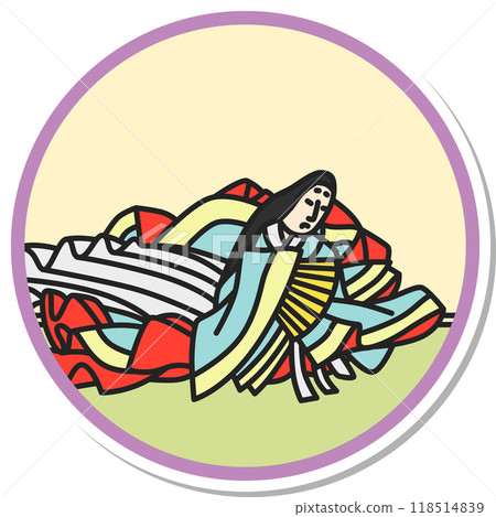 圓形簡單百人一州右近貼紙 118514839