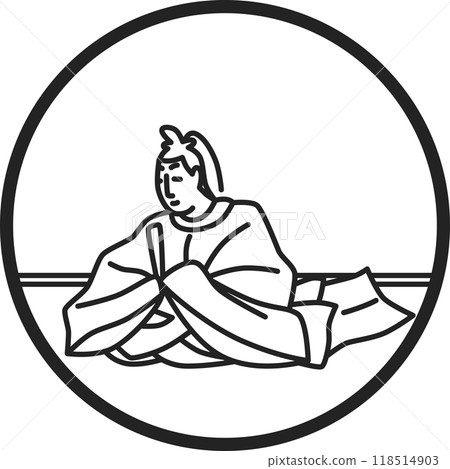 Simple line drawing of Hyakunin Isshu by Onakatomi Yoshinobu 118514903