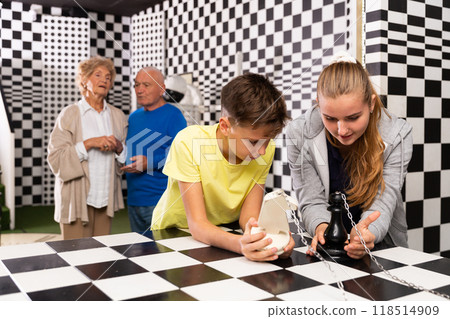 Exciting adventure for positive teenagers in chess room 118514909
