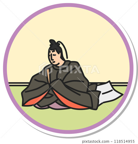 圓形簡單百人一舟小上吉信貼紙 圓形簡單百人一舟小上吉信貼紙 118514955