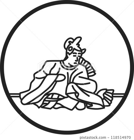 Line drawing circle simple Hyakunin Isshu Fujiwara Michinobu Ason 118514970