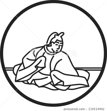 Line drawing circle simple Hyakunin Isshu, Dainagon Kinto Line drawing circle simple Hyakunin Isshu, Dainagon Kinto 118514992