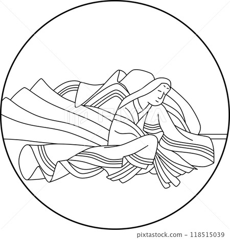 線描圓形百人一清少言 118515039