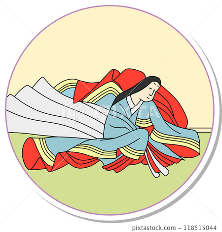 圓形貼紙百人一青少納言 118515044